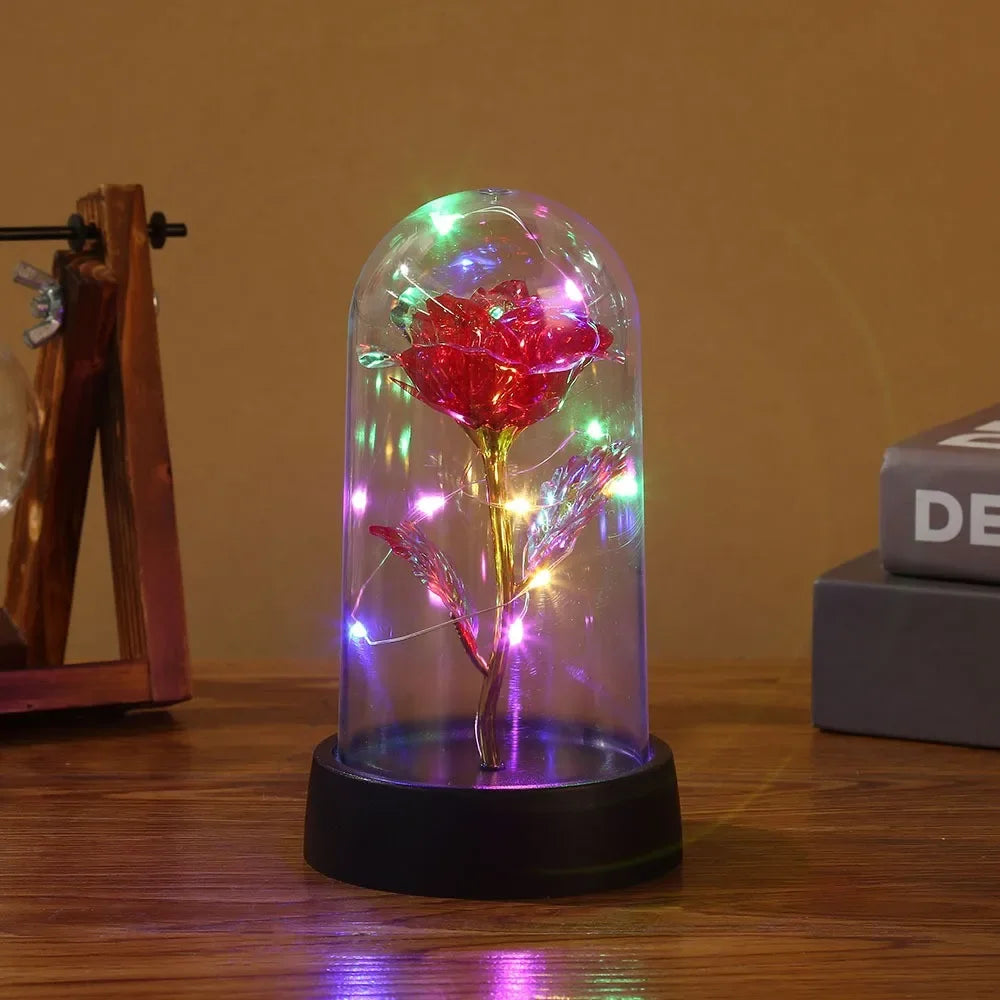 LED Light Foil Flower In Glass