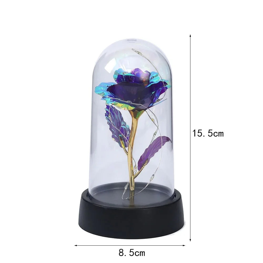 LED Light Foil Flower In Glass